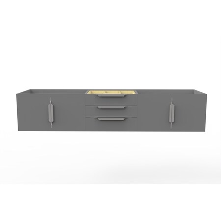 Castello Usa Alpine 72" Wall Mounted Gray Vanity Base with Brushed Nickel Handles CB-MC-72G-BN-VBO